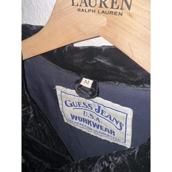 Guess Jeans Men’s Jacket Size Medium Button-Up Black Velvet - Picture 4 of 10